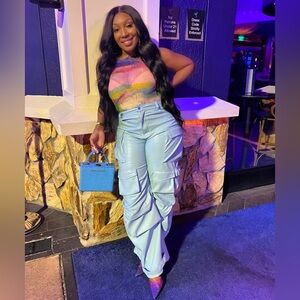 Faux Leather Cargo Pants